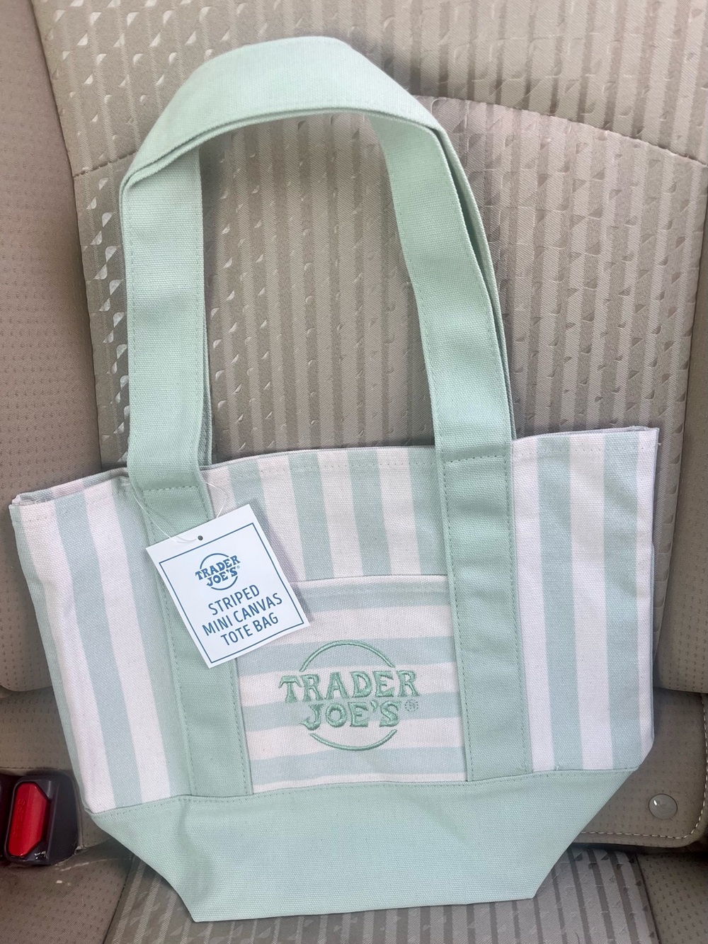 🔥 Trader Joe's mini pastel striped canvas tote bags- full set (4)- BNWT rare! - Picture 5 of 5